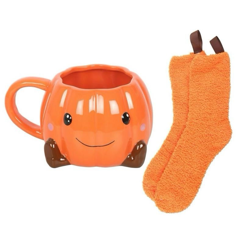 Cute Pumpkin Mug & Socks Gift Set