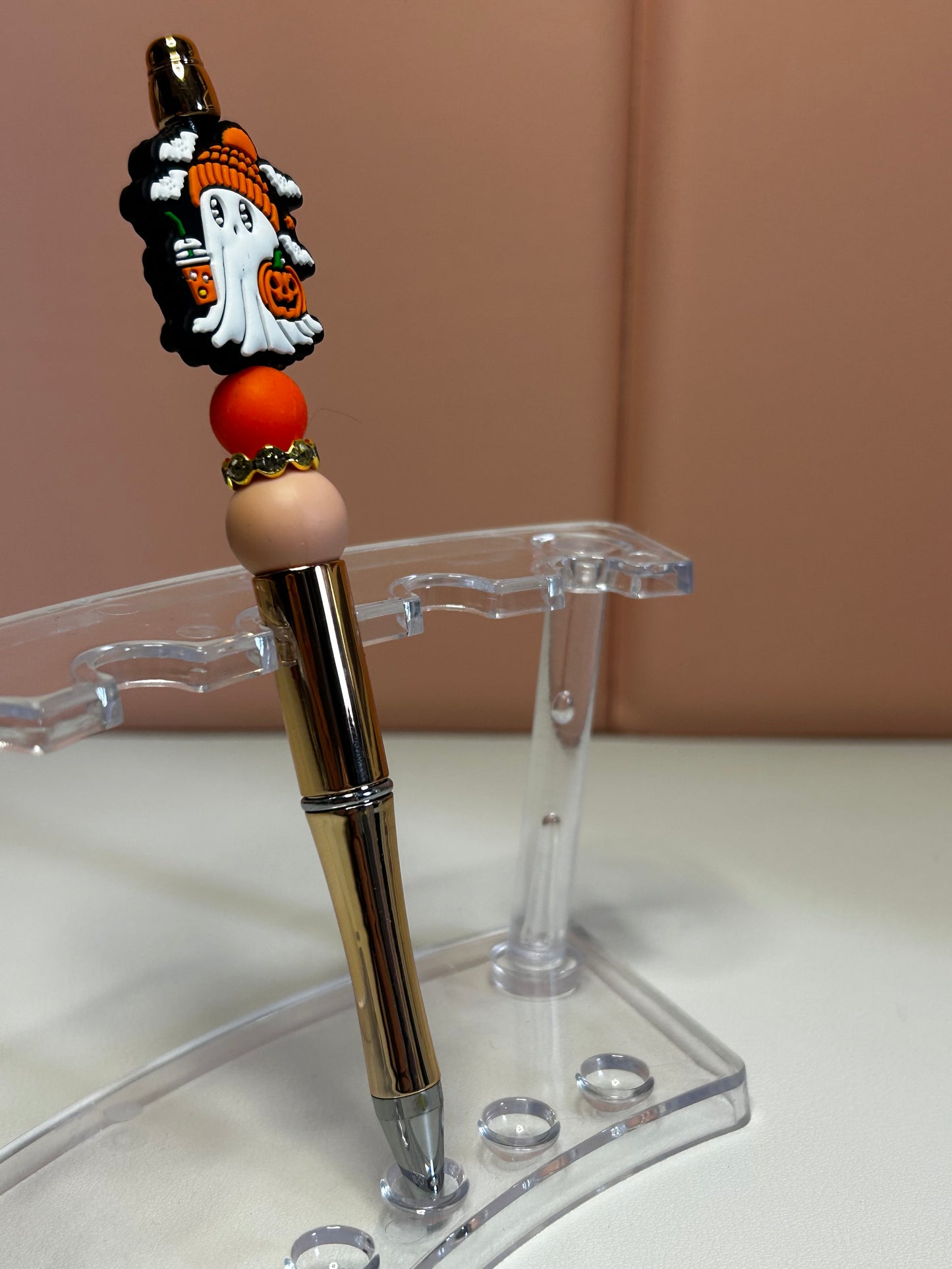 Handmade Ghost & Pumpkin Beaded Pens
