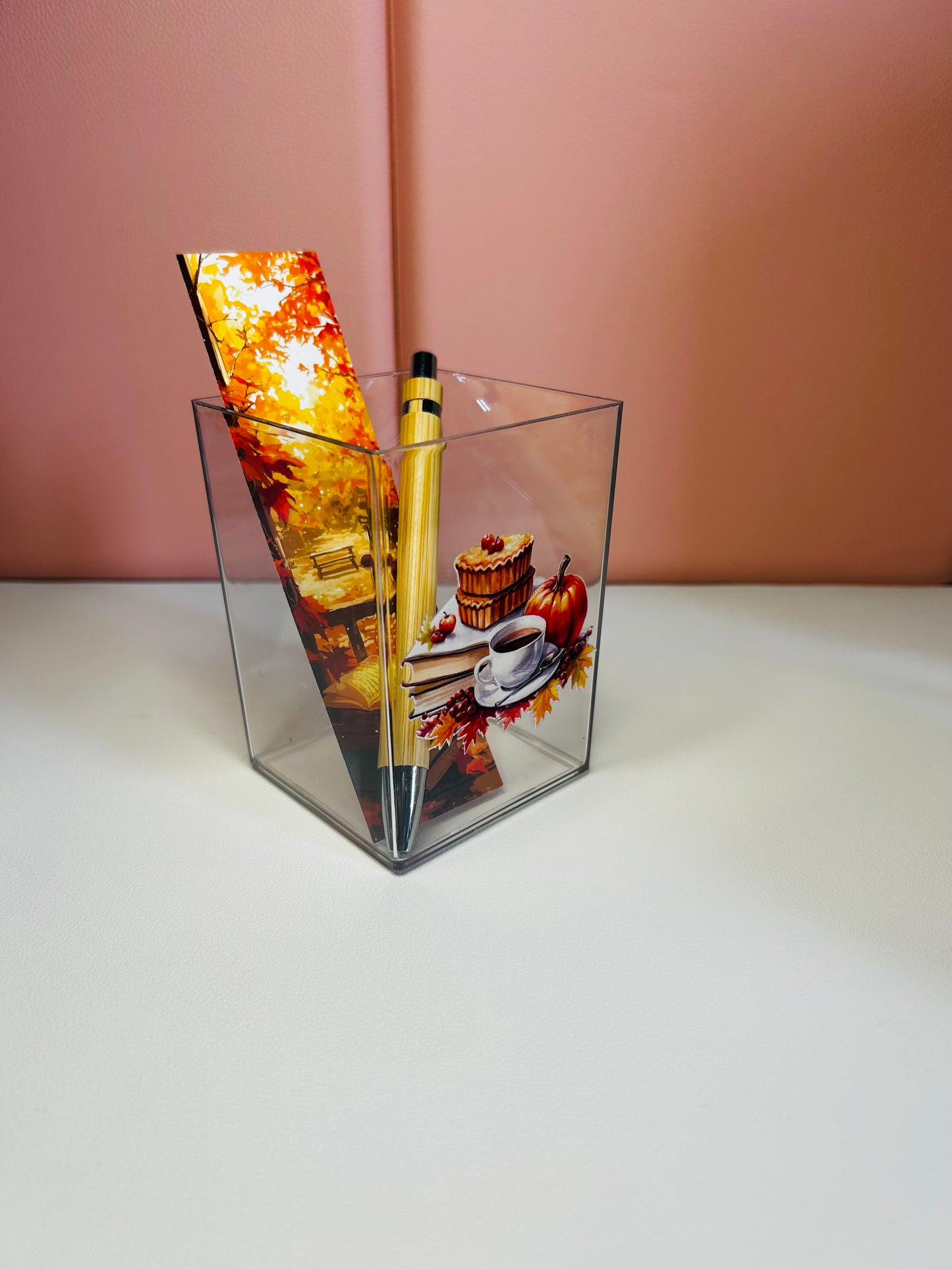 Handmade Autumn Themed Pen & Bookmark Holder