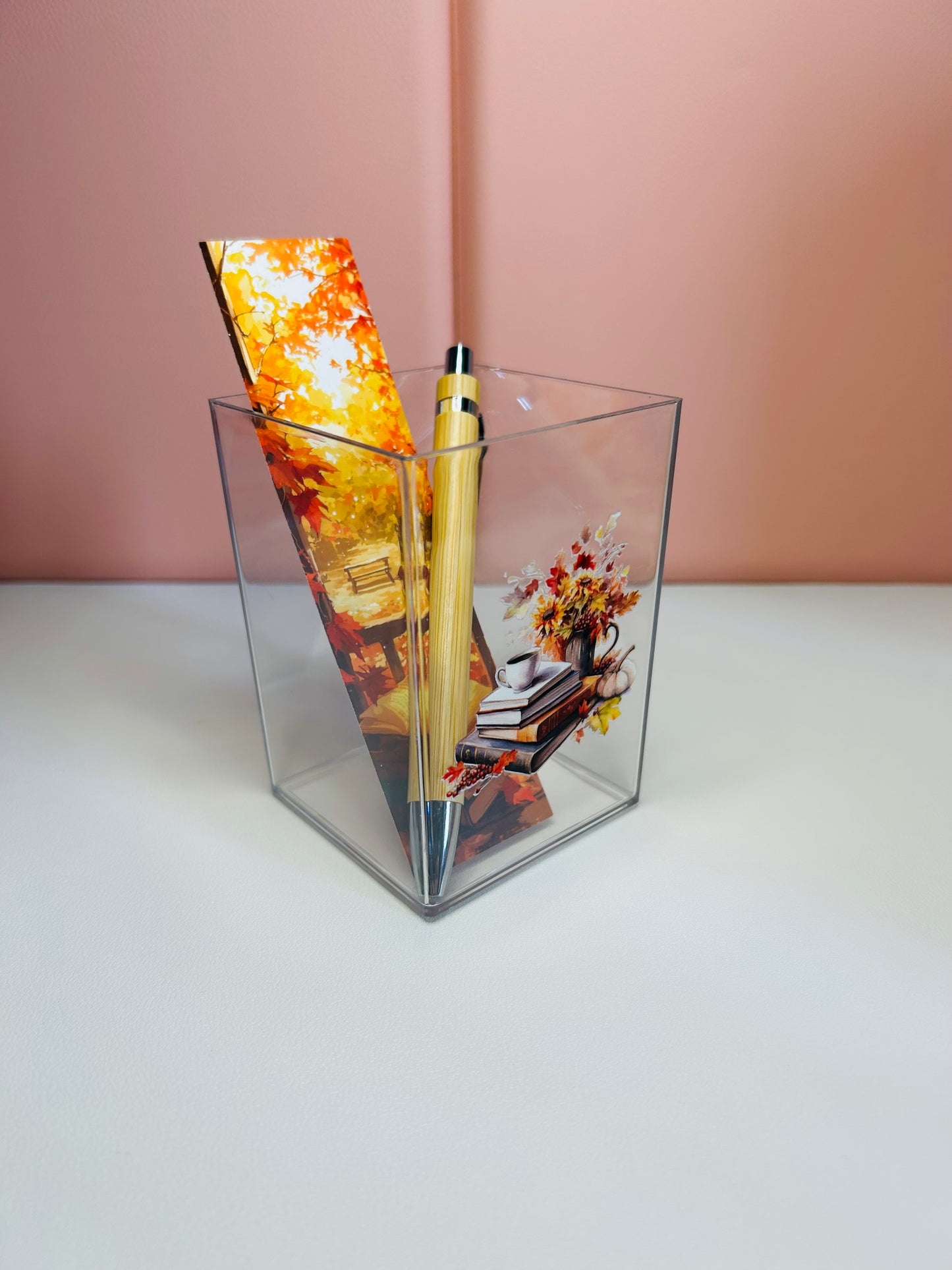 Handmade Autumn Themed Pen & Bookmark Holder