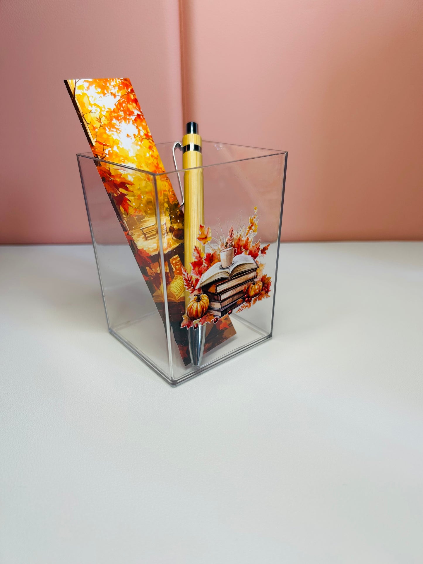 Handmade Autumn Themed Pen & Bookmark Holder