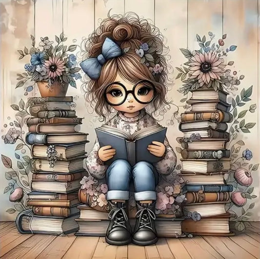 30x30cm Girl Reading Diamond Art Kit