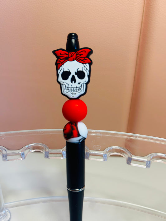 Handmade Gothic Skull Beaded Pen