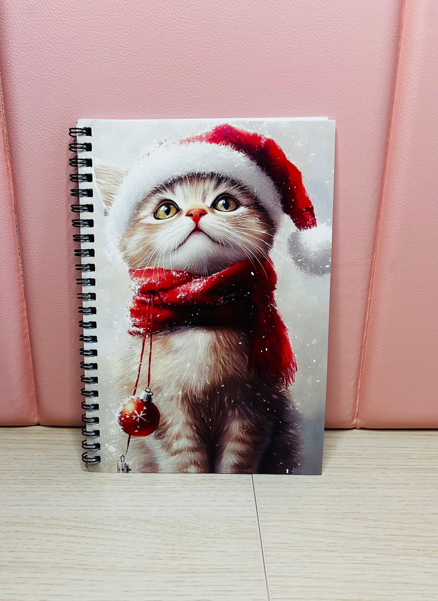Cute Christmas Cat A5 Spiral Notebook